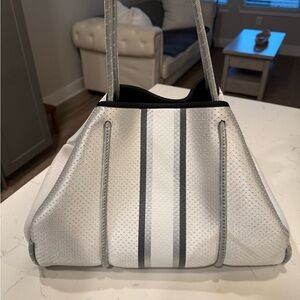 HAUTE SHORE Silver and White Tote Bag